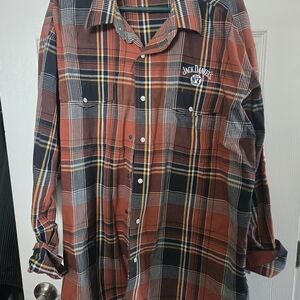 Jack Daniels Rust Plaid Long-Sleeve Button-Up Shirt